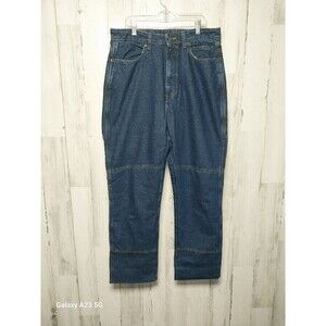 Vtg Draggin Jeans Mens Sz 32X28.5 Blue Pants Motorcycle Kevlar Lined USA Hemmed